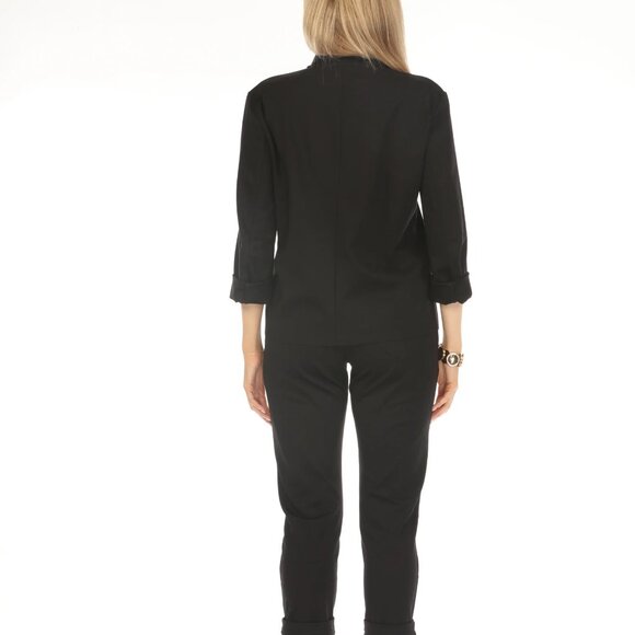 Black Buttoned Asymmetrical Blazer - Picture 4 of 8